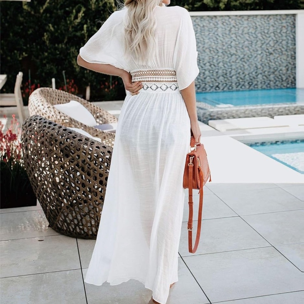 Boho floor kimono beach cover up
